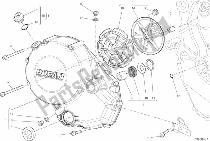 Todas as partes de Tampa Da Embreagem do Ducati Multistrada 1200 ABS 2013